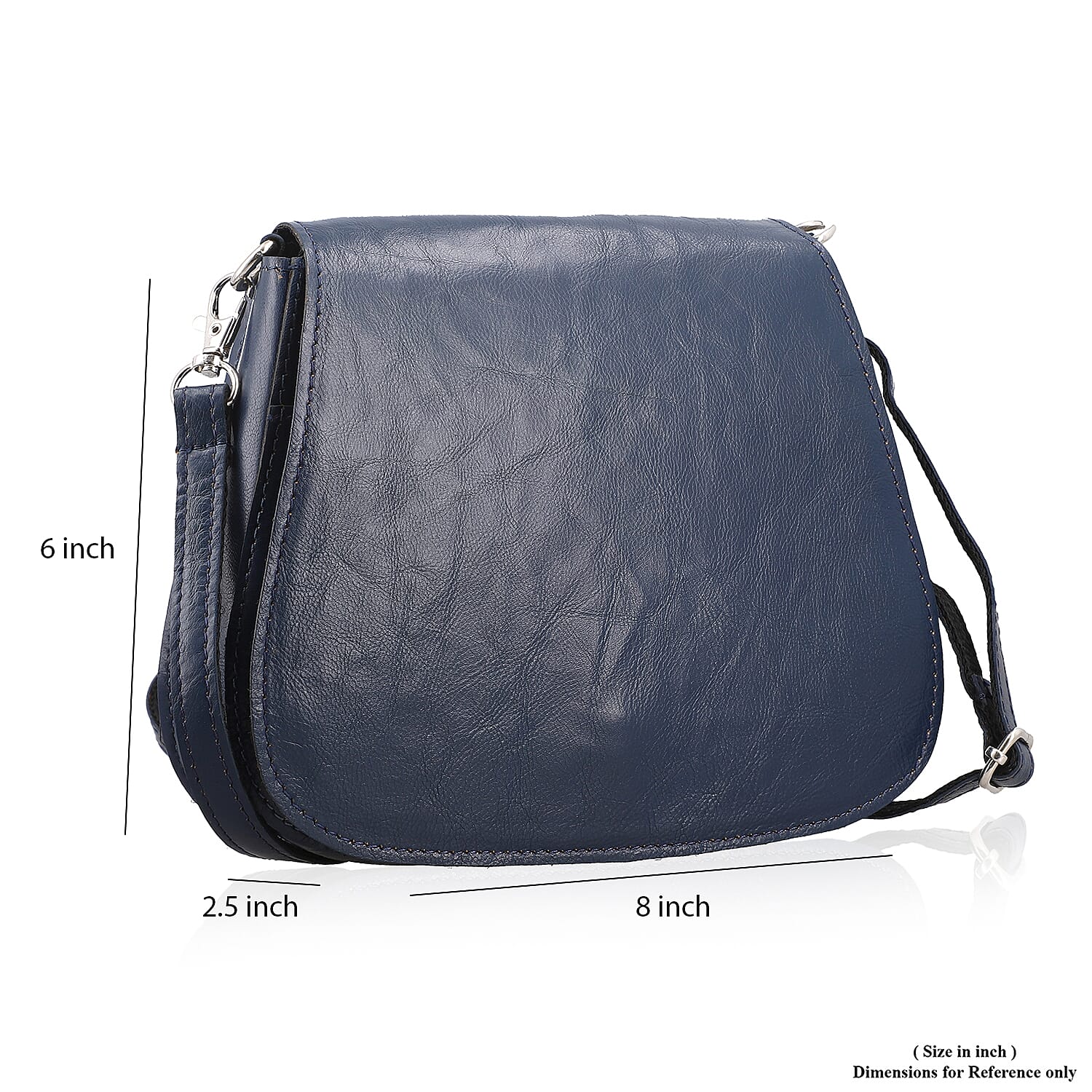 100% Genuine Leather Crossbody Bag (Size 20x6x15 cm) - Navy & Black