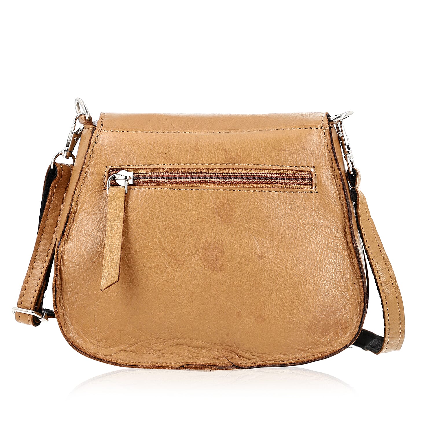 100% Genuine Leather Crossbody Bag (Size 20x6x15 cm) - Tan & Black