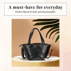 100% Genuine Leather Potli Crossbody Sling Bag - Black
