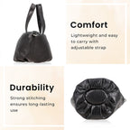 100% Genuine Leather Potli Crossbody Sling Bag - Black