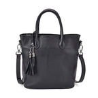 Leather Patterned Crossbody Bag (Size 22x10x24 cm) - Black & Black