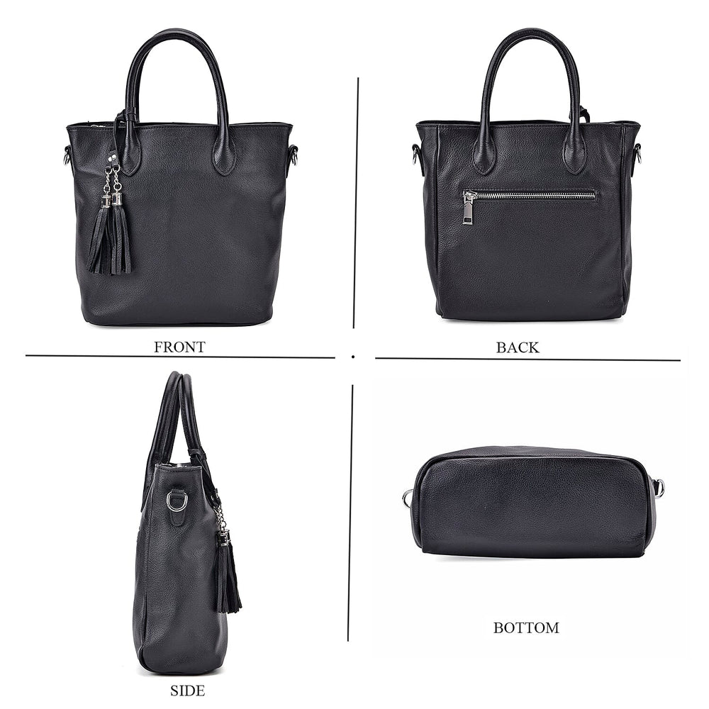 Leather Patterned Crossbody Bag (Size 22x10x24 cm) - Black & Black