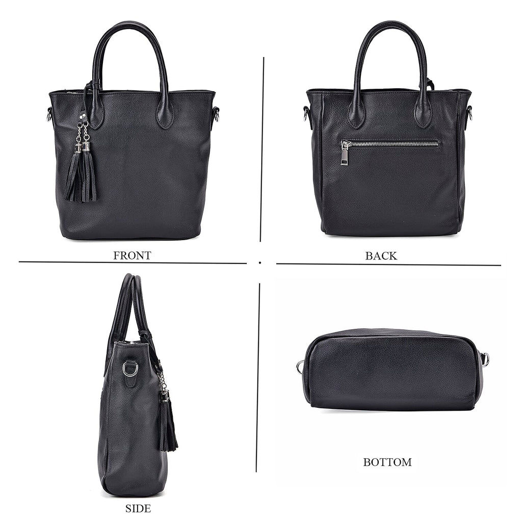 Leather Patterned Crossbody Bag (Size 22x10x24 cm) - Black & Black