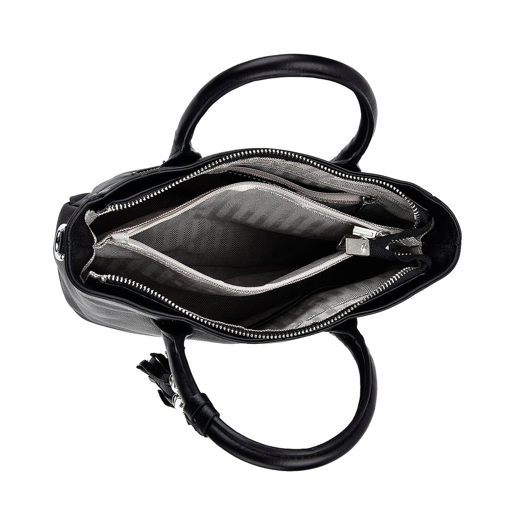 Leather Patterned Crossbody Bag (Size 22x10x24 cm) - Black & Black