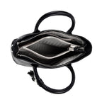 Leather Patterned Crossbody Bag (Size 22x10x24 cm) - Black & Black