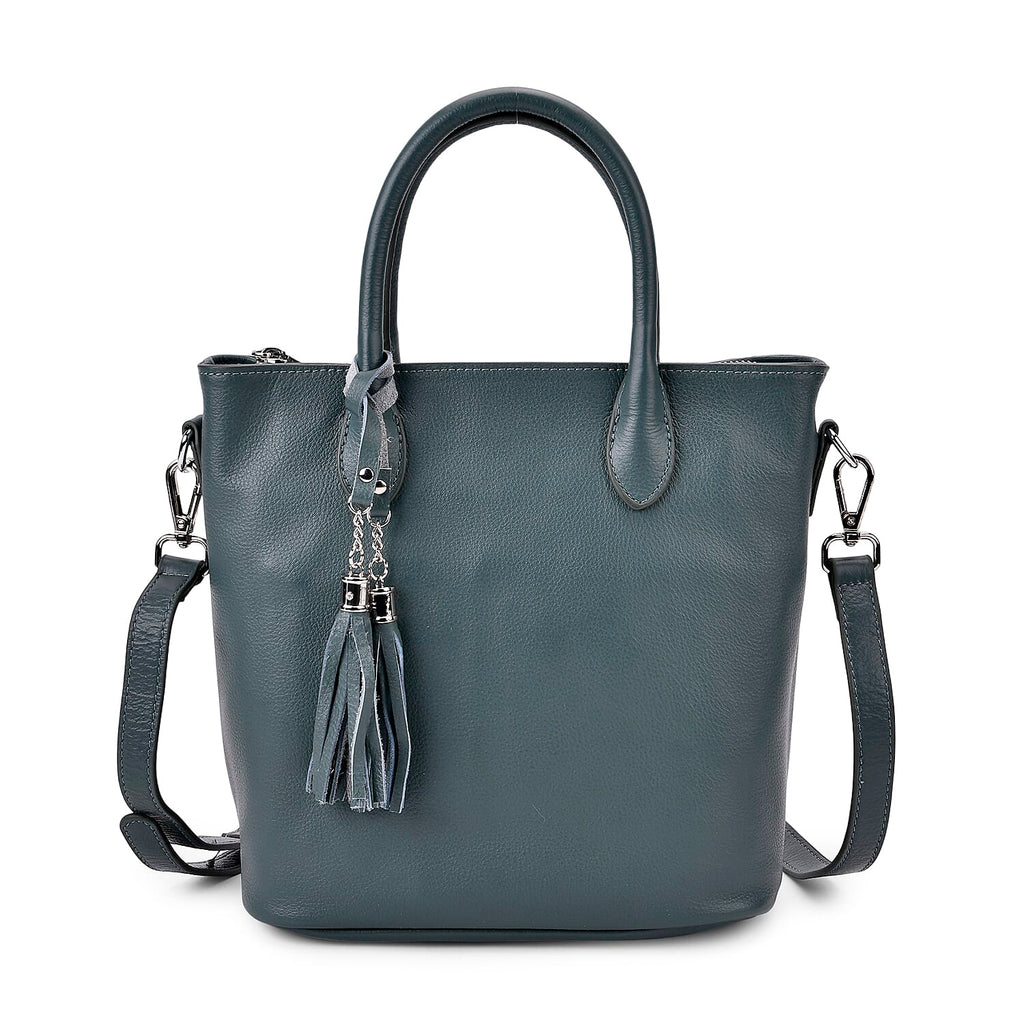 Leather Patterned Crossbody Bag (Size 22x10x24 cm) - Blue & Black