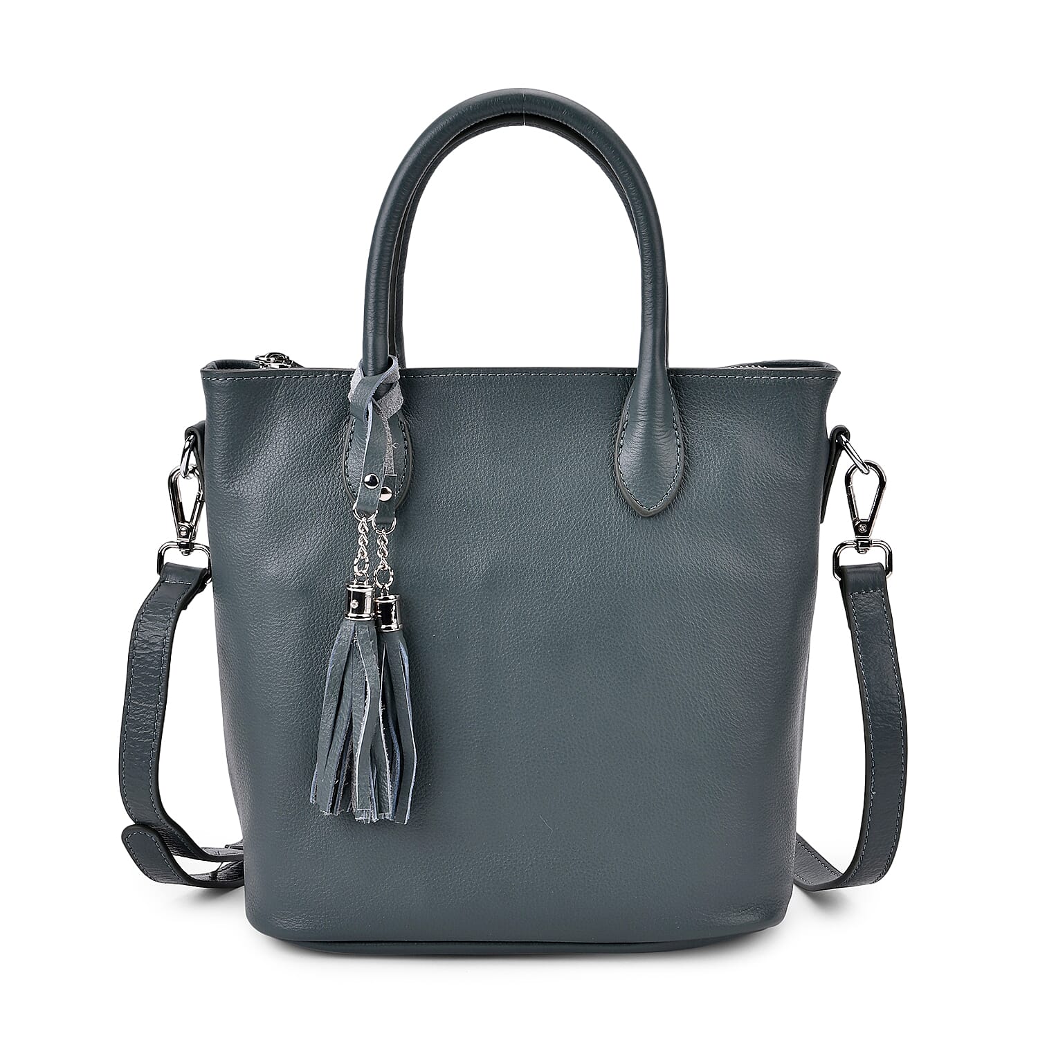 Leather Patterned Crossbody Bag (Size 22x10x24 cm) - Blue & Black