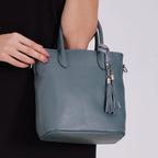 Leather Patterned Crossbody Bag (Size 22x10x24 cm) - Blue & Black