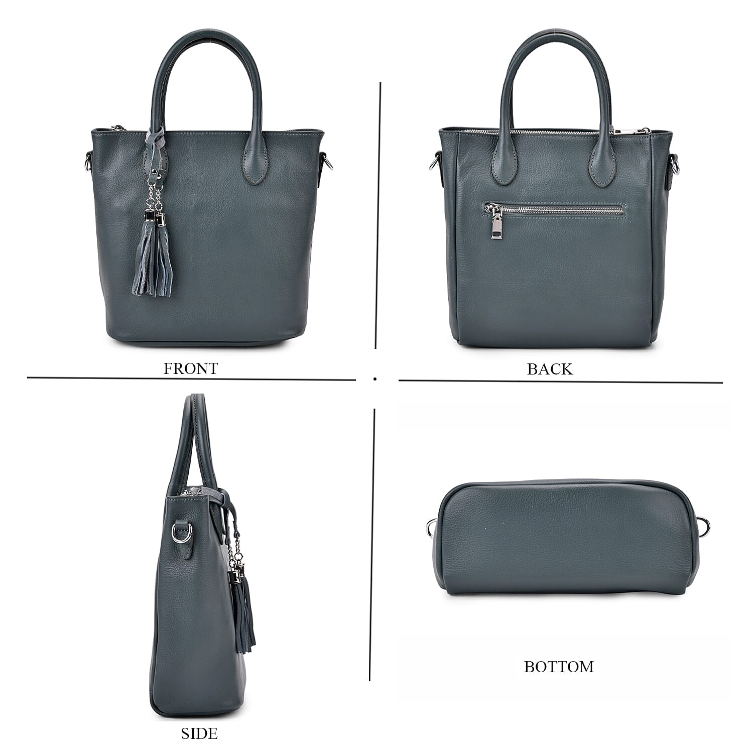 Leather Patterned Crossbody Bag (Size 22x10x24 cm) - Blue & Black