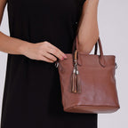 Leather Patterned Crossbody Bag (Size 22x10x24 cm) - Brown & Black