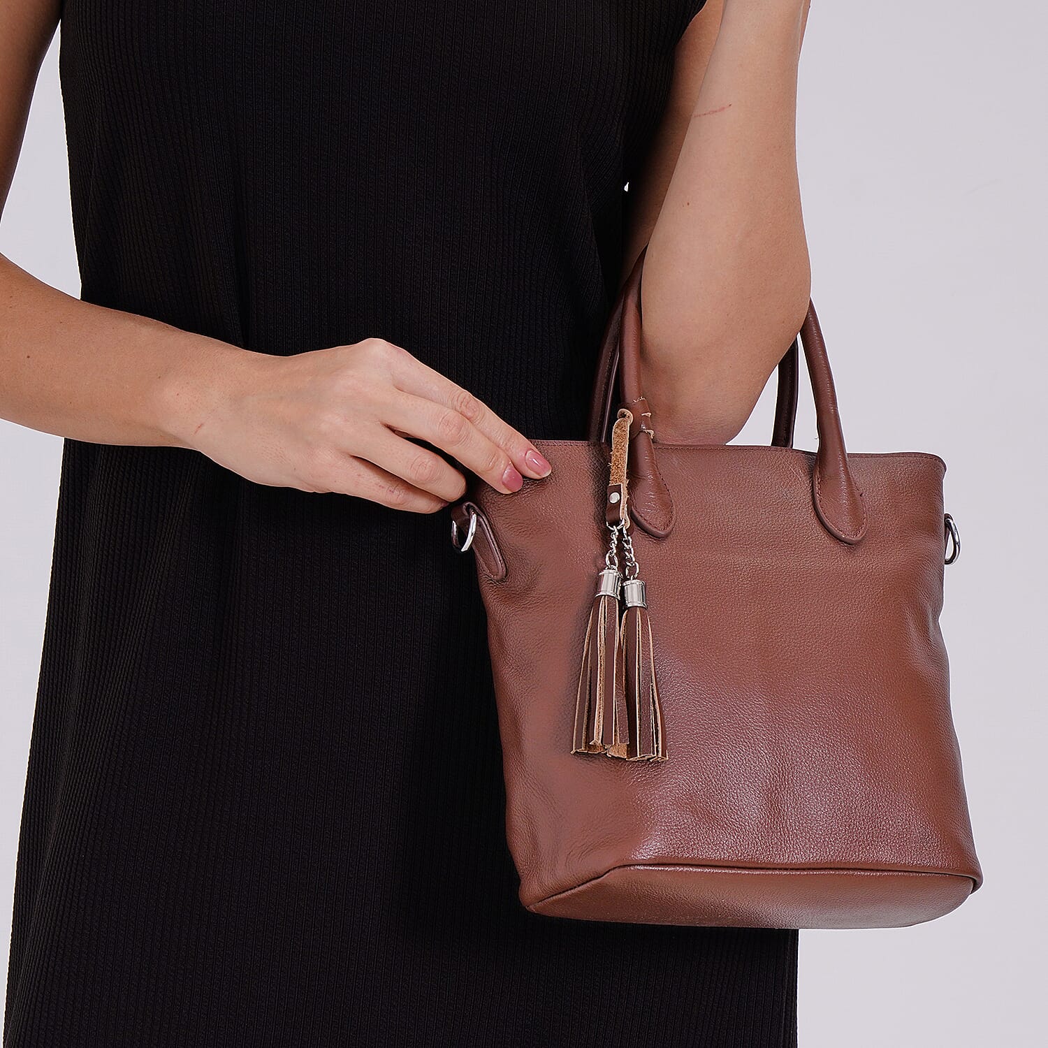 Leather Patterned Crossbody Bag (Size 22x10x24 cm) - Brown & Black