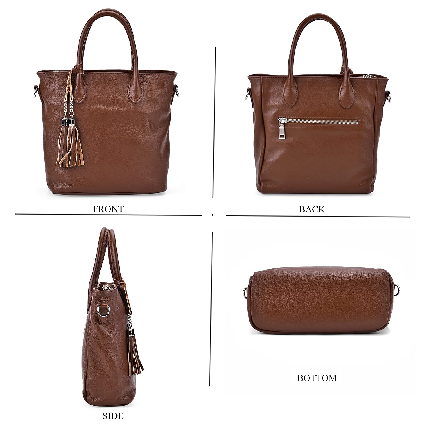 Leather Patterned Crossbody Bag (Size 22x10x24 cm) - Brown & Black