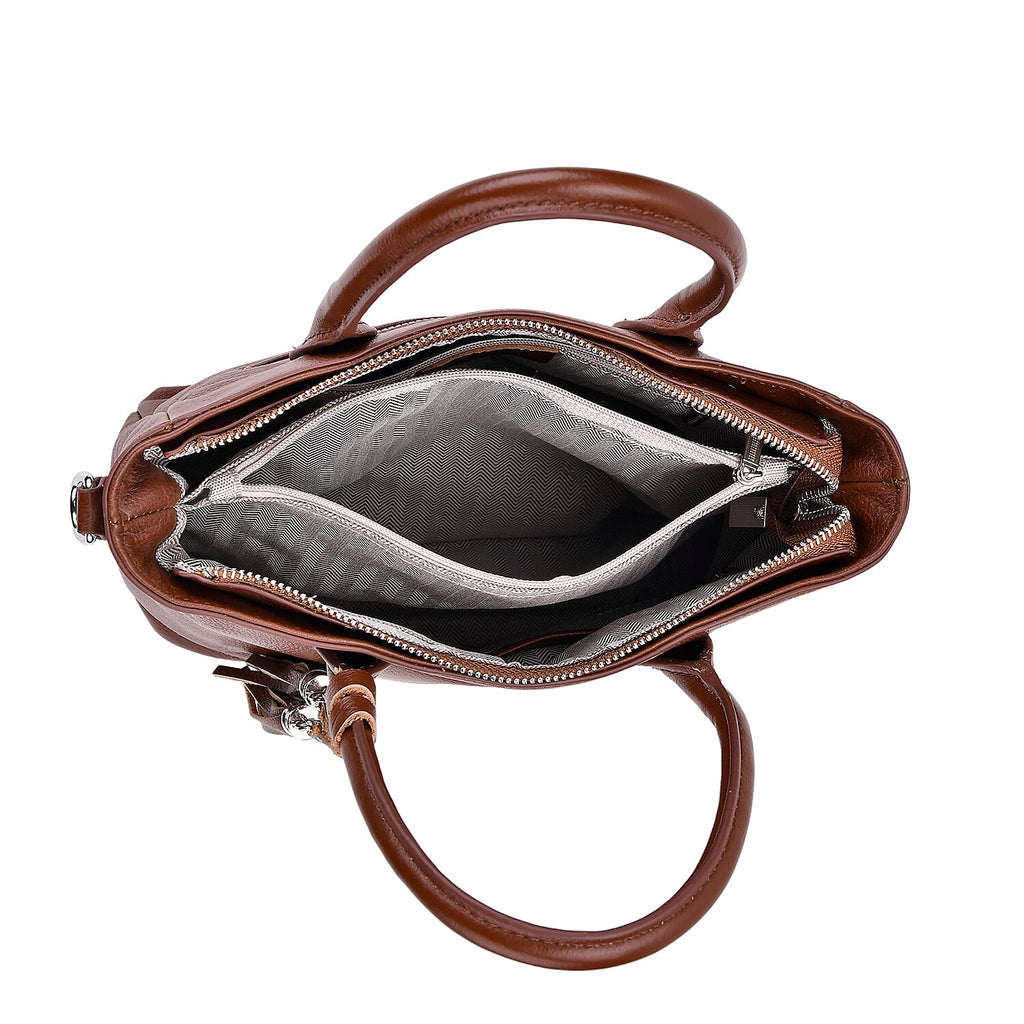 Leather Patterned Crossbody Bag (Size 22x10x24 cm) - Brown & Black