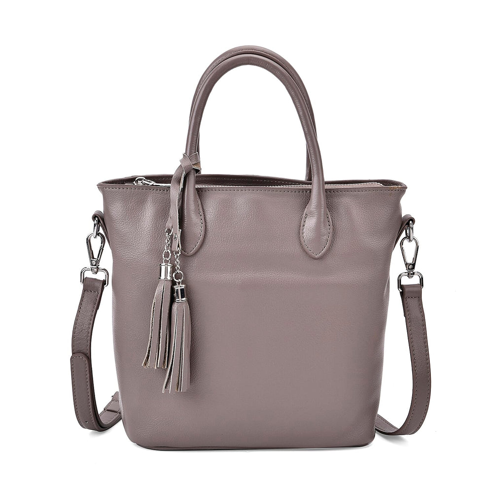 Leather Patterned Crossbody Bag (Size 22x10x24 cm) - Grey & Black