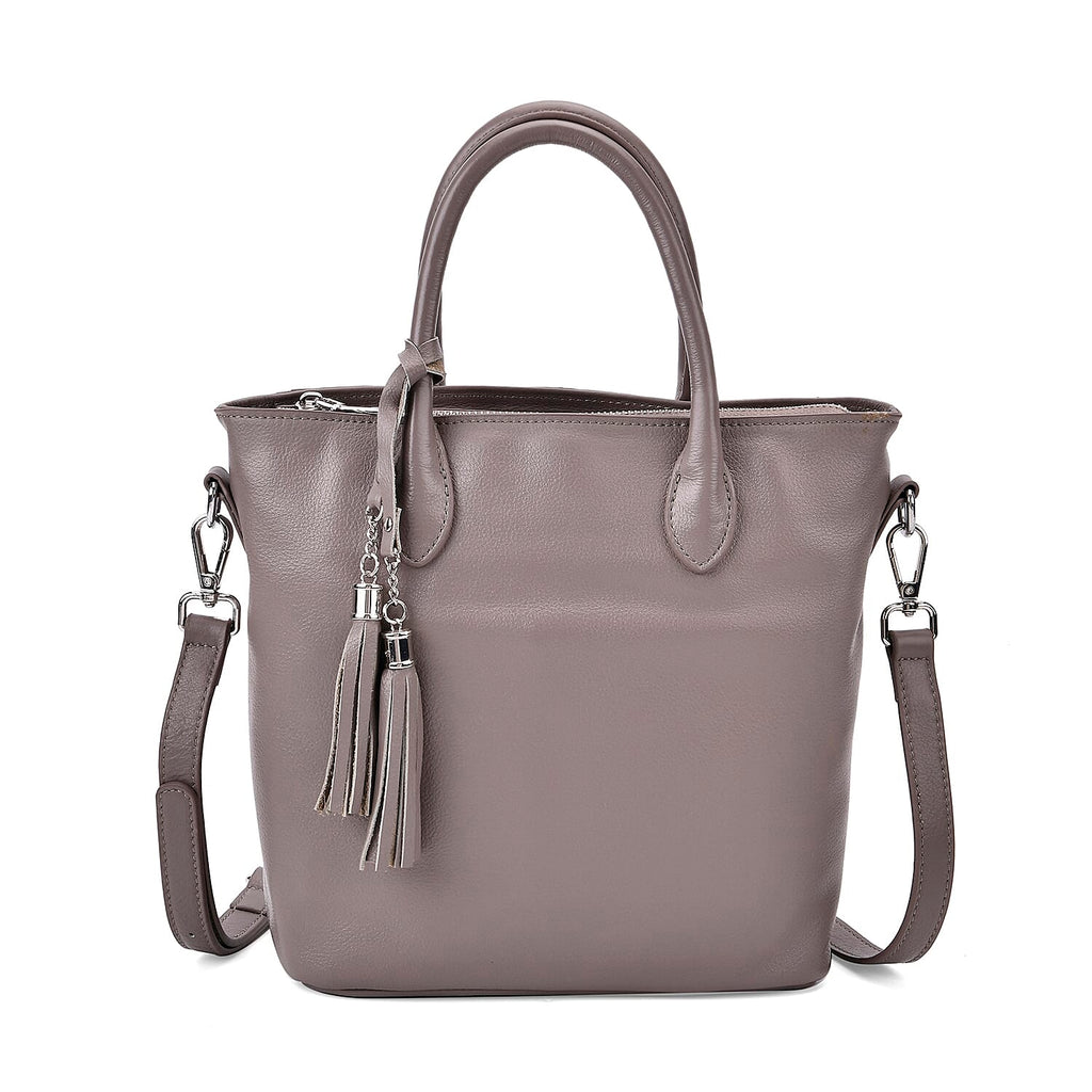 Leather Patterned Crossbody Bag (Size 22x10x24 cm) - Grey & Black
