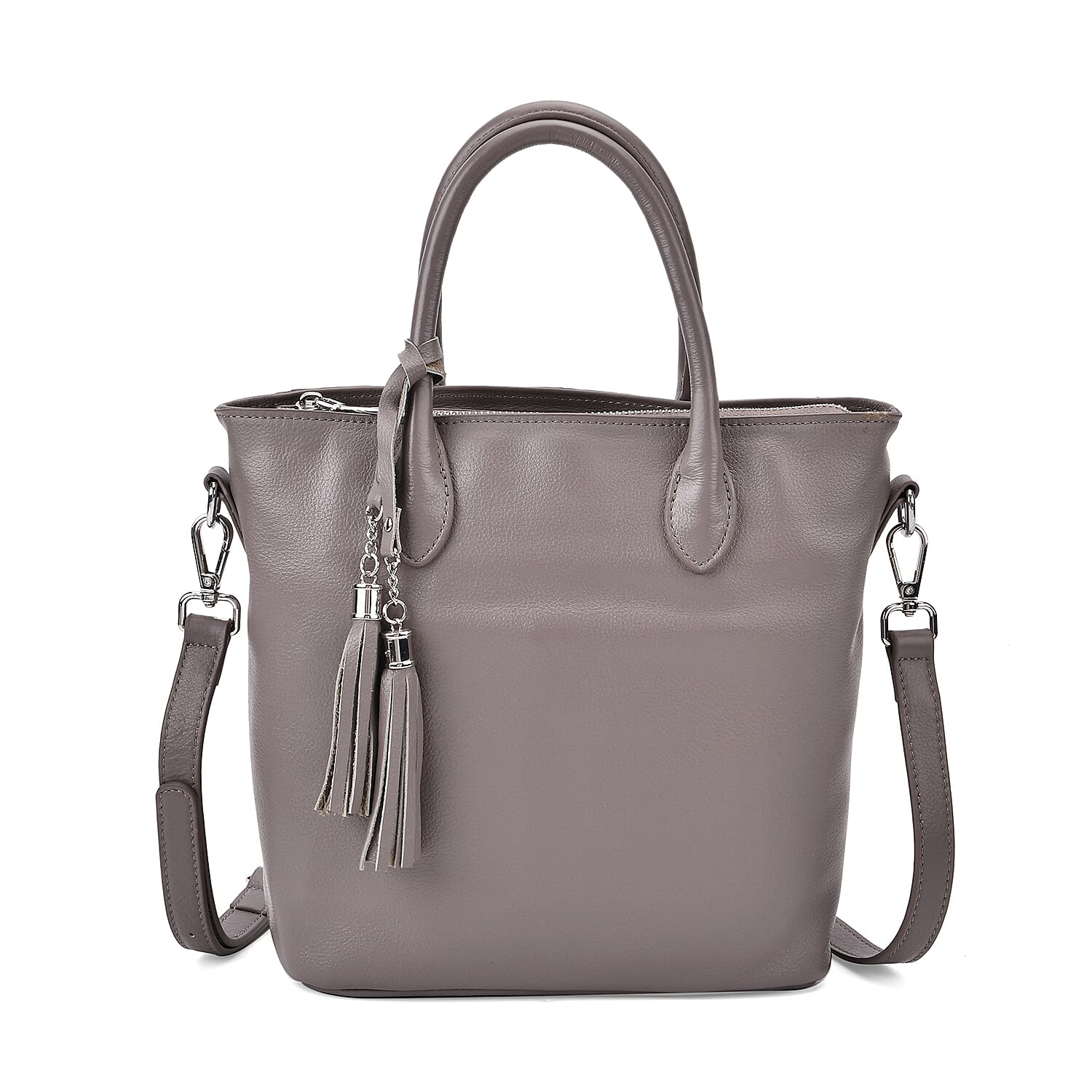 Leather Patterned Crossbody Bag (Size 22x10x24 cm) - Grey & Black