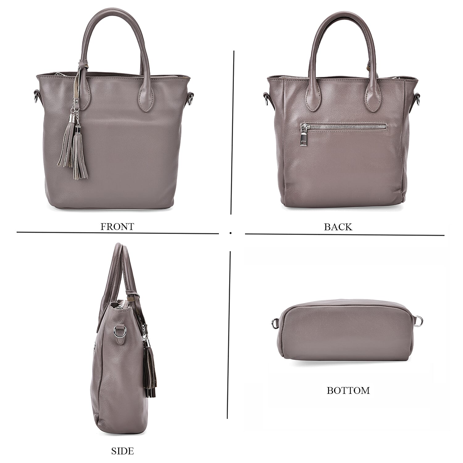 Leather Patterned Crossbody Bag (Size 22x10x24 cm) - Grey & Black