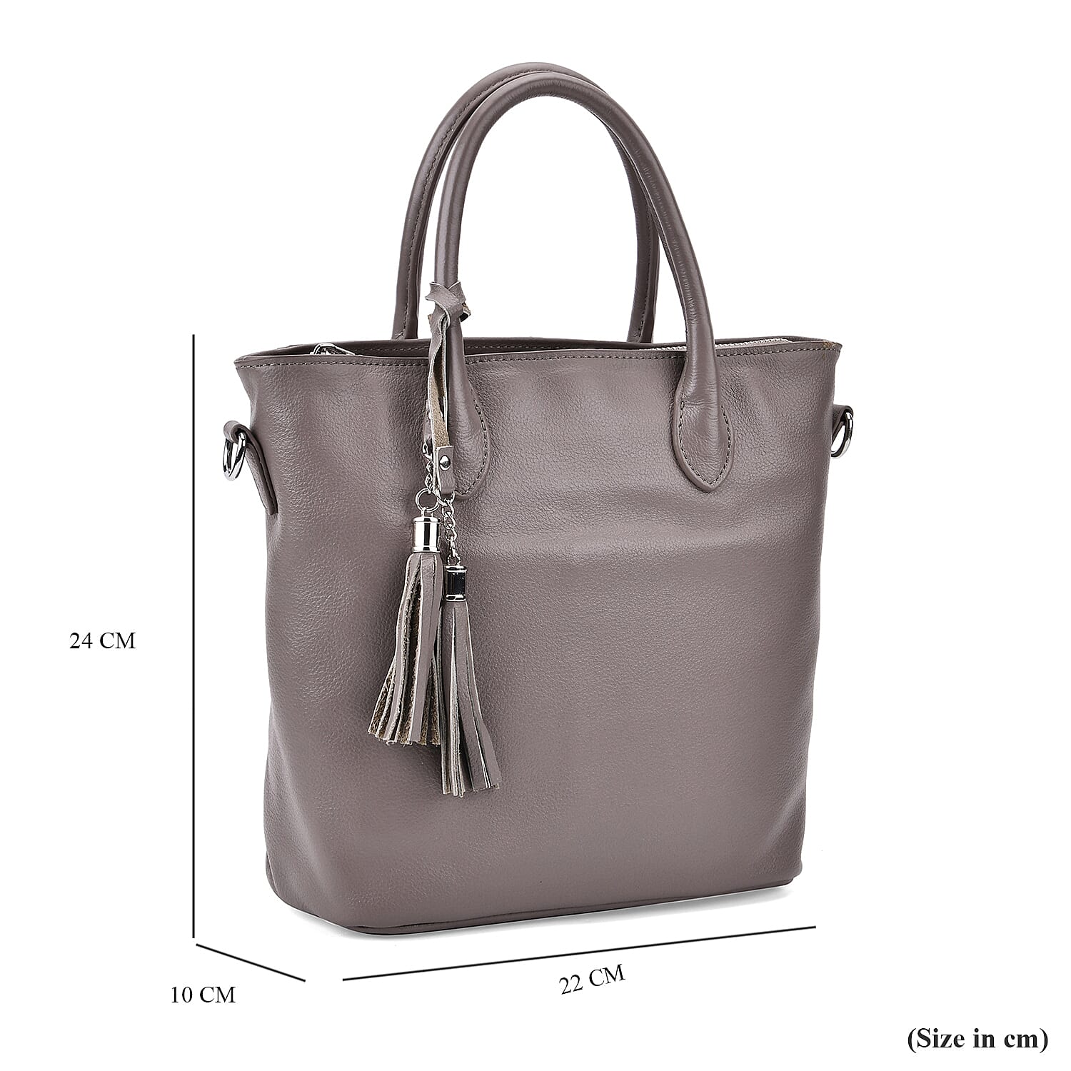 Leather Patterned Crossbody Bag (Size 22x10x24 cm) - Grey & Black