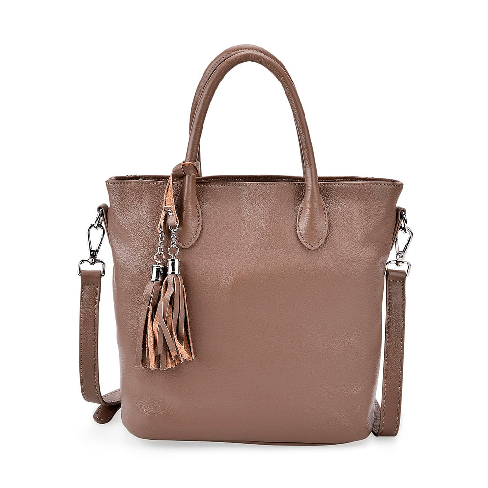 Leather Patterned Crossbody Bag (Size 22x10x24 cm) - Khaki & Black
