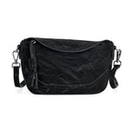 Genuine Leather Patterned Crossbody Bag (Size 22x16x9 cm) - Black