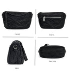 Genuine Leather Patterned Crossbody Bag (Size 22x16x9 cm) - Black