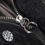 Genuine Leather Patterned Crossbody Bag (Size 22x16x9 cm) - Black