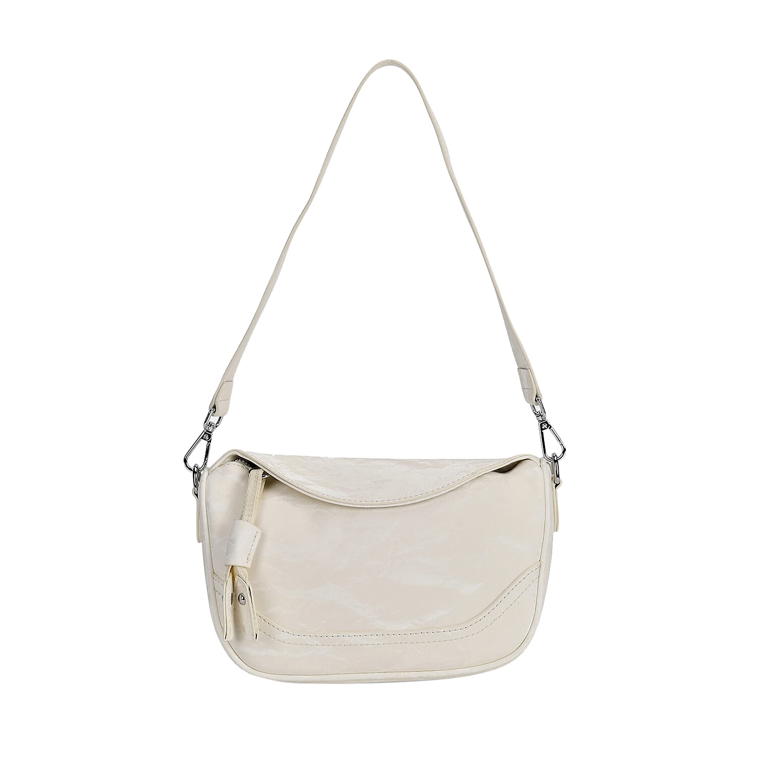 Genuine Leather Patterned Crossbody Bag (Size 22x16x9 cm) - White