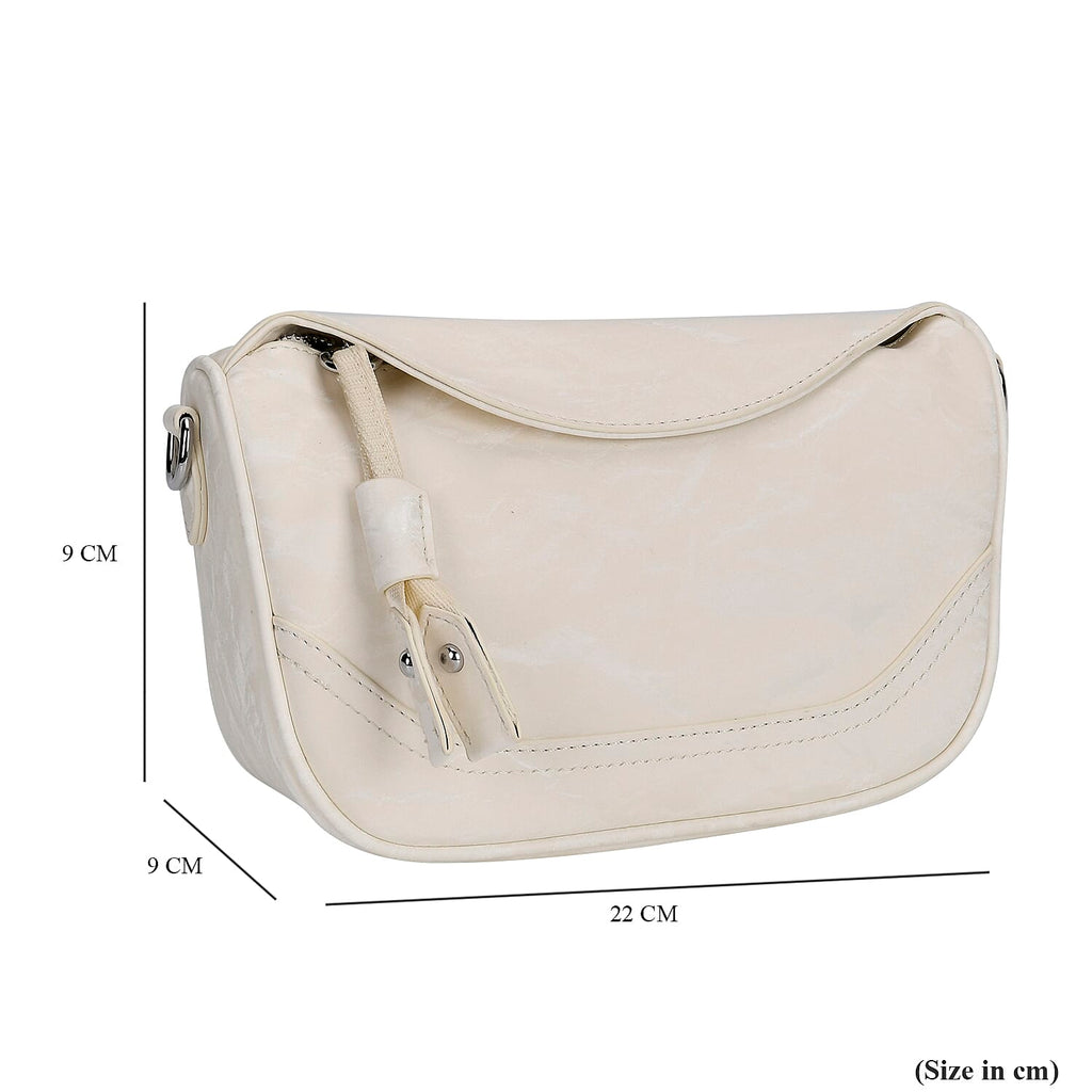 Genuine Leather Patterned Crossbody Bag (Size 22x16x9 cm) - White