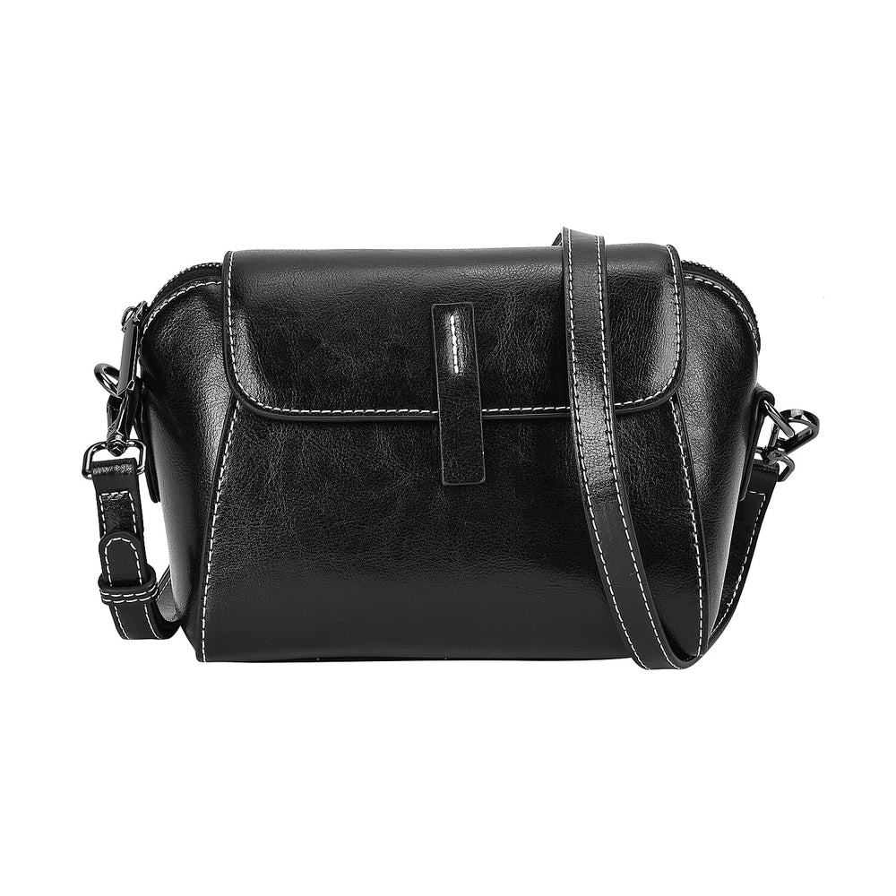 Sumptuous quality 100% Genuine Leather Crossbody Bag - Black