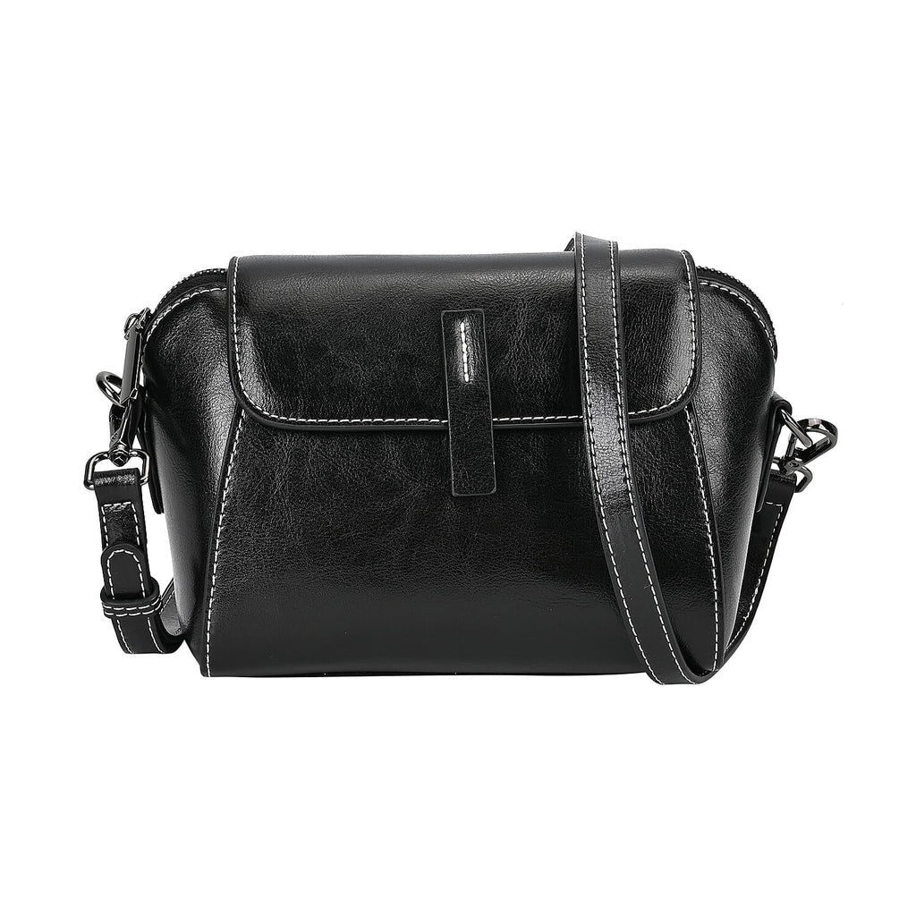 Sumptuous quality 100% Genuine Leather Crossbody Bag - Black