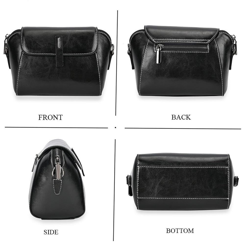 Sumptuous quality 100% Genuine Leather Crossbody Bag - Black