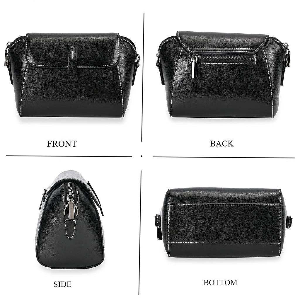 Sumptuous quality 100% Genuine Leather Crossbody Bag - Black
