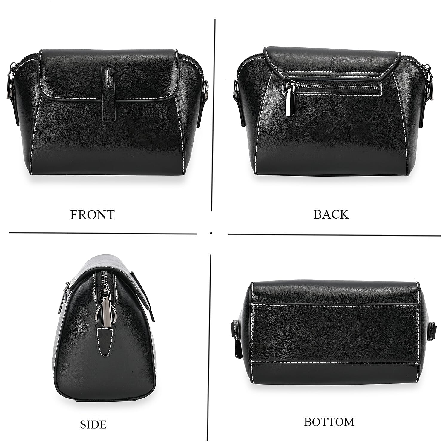 Sumptuous quality 100% Genuine Leather Crossbody Bag - Black