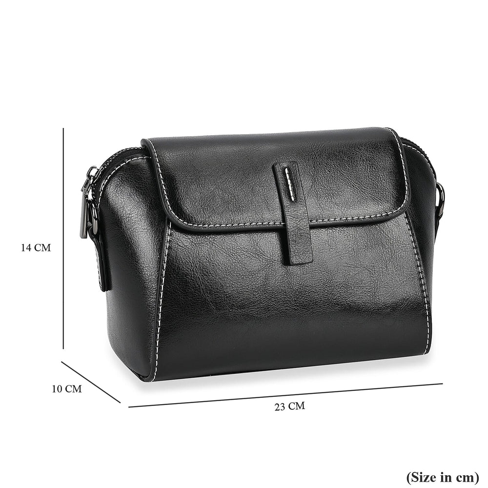 Sumptuous quality 100% Genuine Leather Crossbody Bag - Black