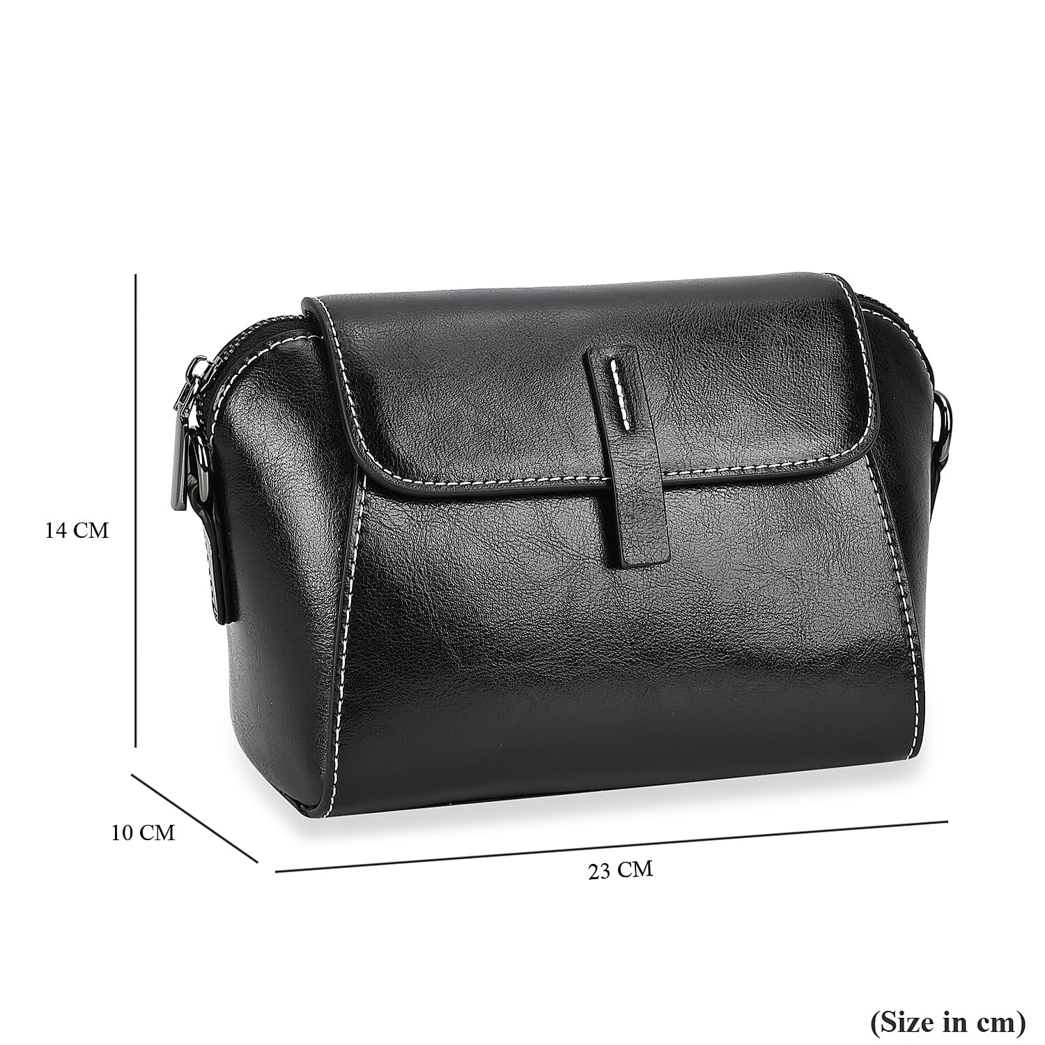 Sumptuous quality 100% Genuine Leather Crossbody Bag - Black