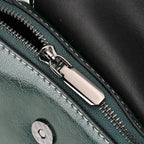 One Time Deal - Designer Inspired Leather Patterned Crossbody Bag (Size 23x10x14 cm) - Green