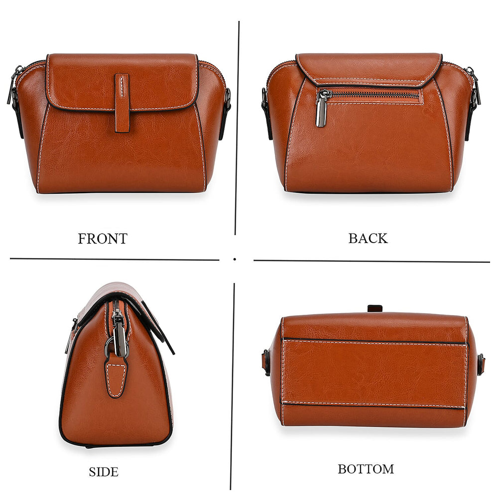 One Time Deal - Designer Inspired Leather Patterned Crossbody Bag (Size 23x10x14 cm) - Tan