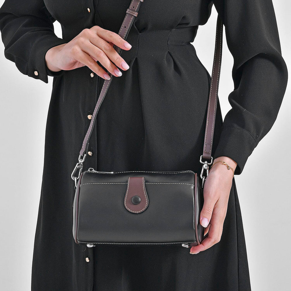 Closeout Deal - 100% Genuine Leather Crossbody Bag (Size 23x12x13 cm) - Black