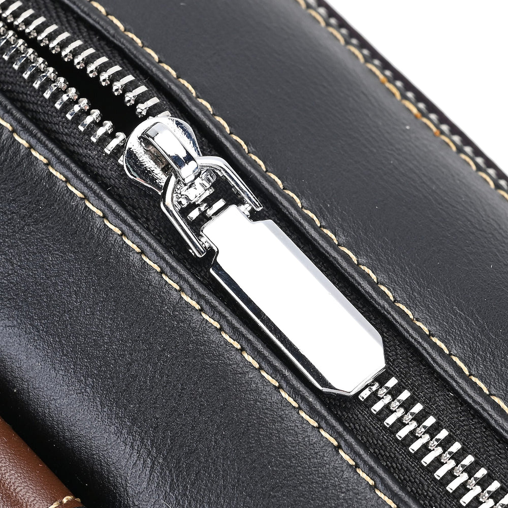 Closeout Deal - 100% Genuine Leather Crossbody Bag (Size 23x12x13 cm) - Black