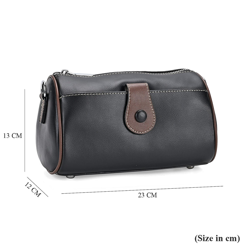 Closeout Deal - 100% Genuine Leather Crossbody Bag (Size 23x12x13 cm) - Black
