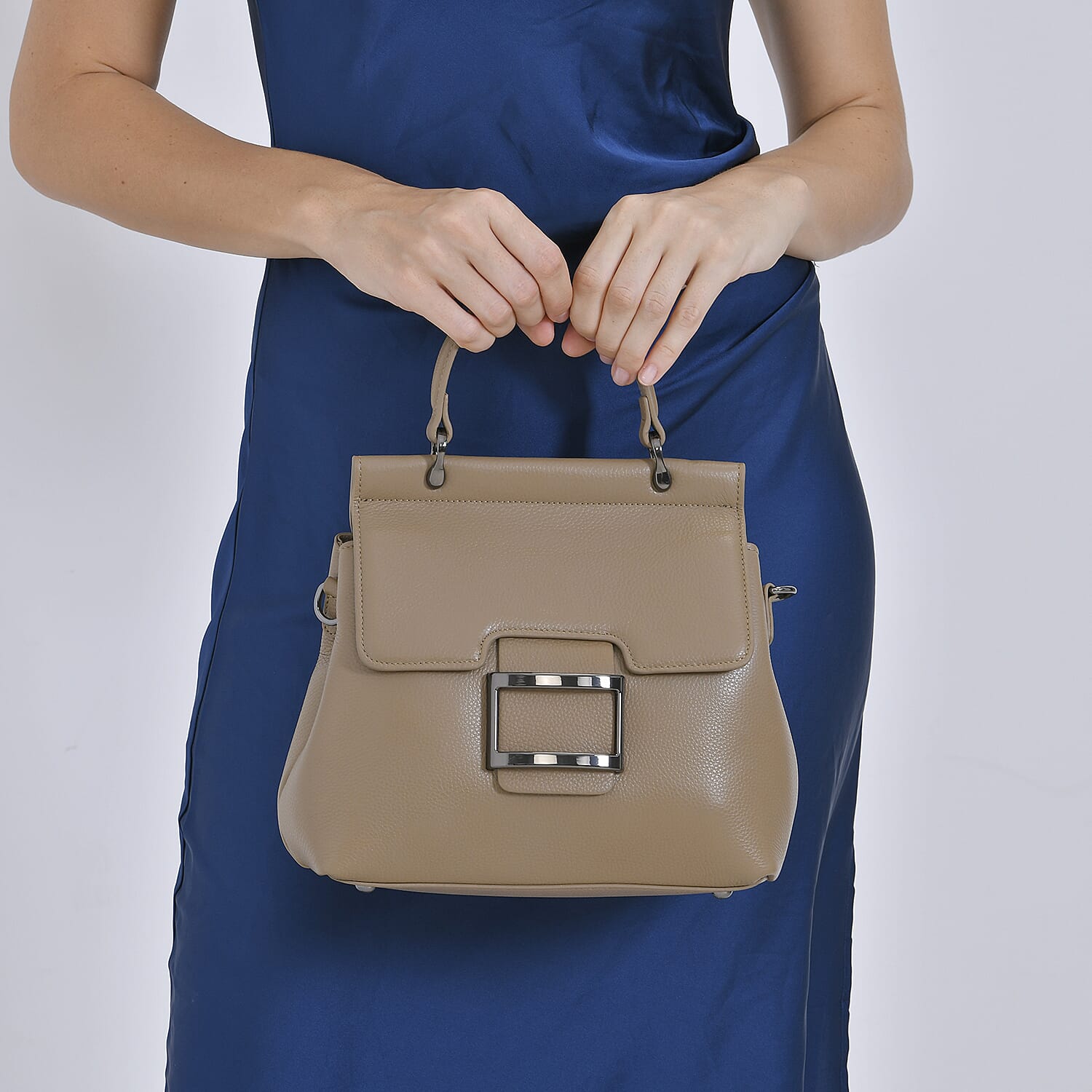 Genuine Leather Crossbody Bag (Size 25x11x22 cm) - Beige