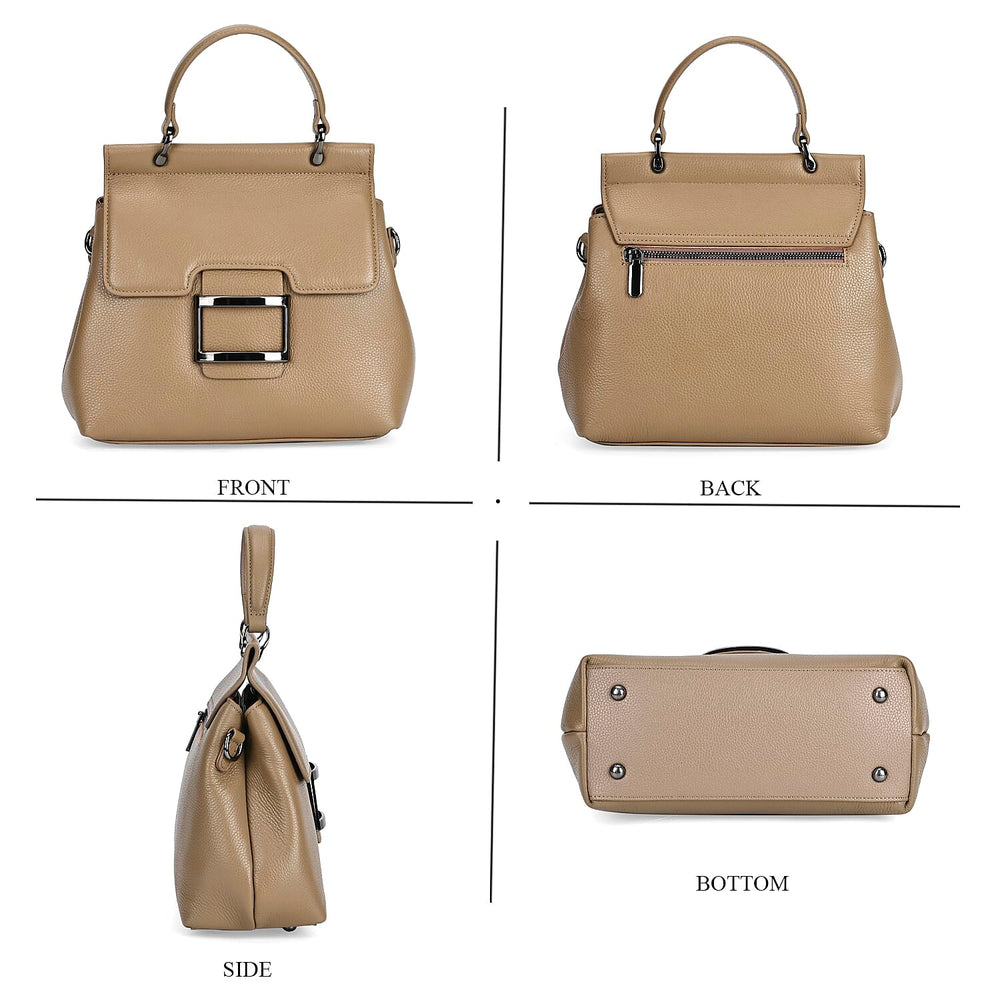 Genuine Leather Crossbody Bag (Size 25x11x22 cm) - Beige