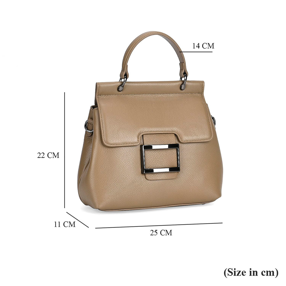 Genuine Leather Crossbody Bag (Size 25x11x22 cm) - Beige