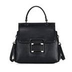 Genuine Leather Crossbody Bag  (Size 25x11x22 cm) - Black