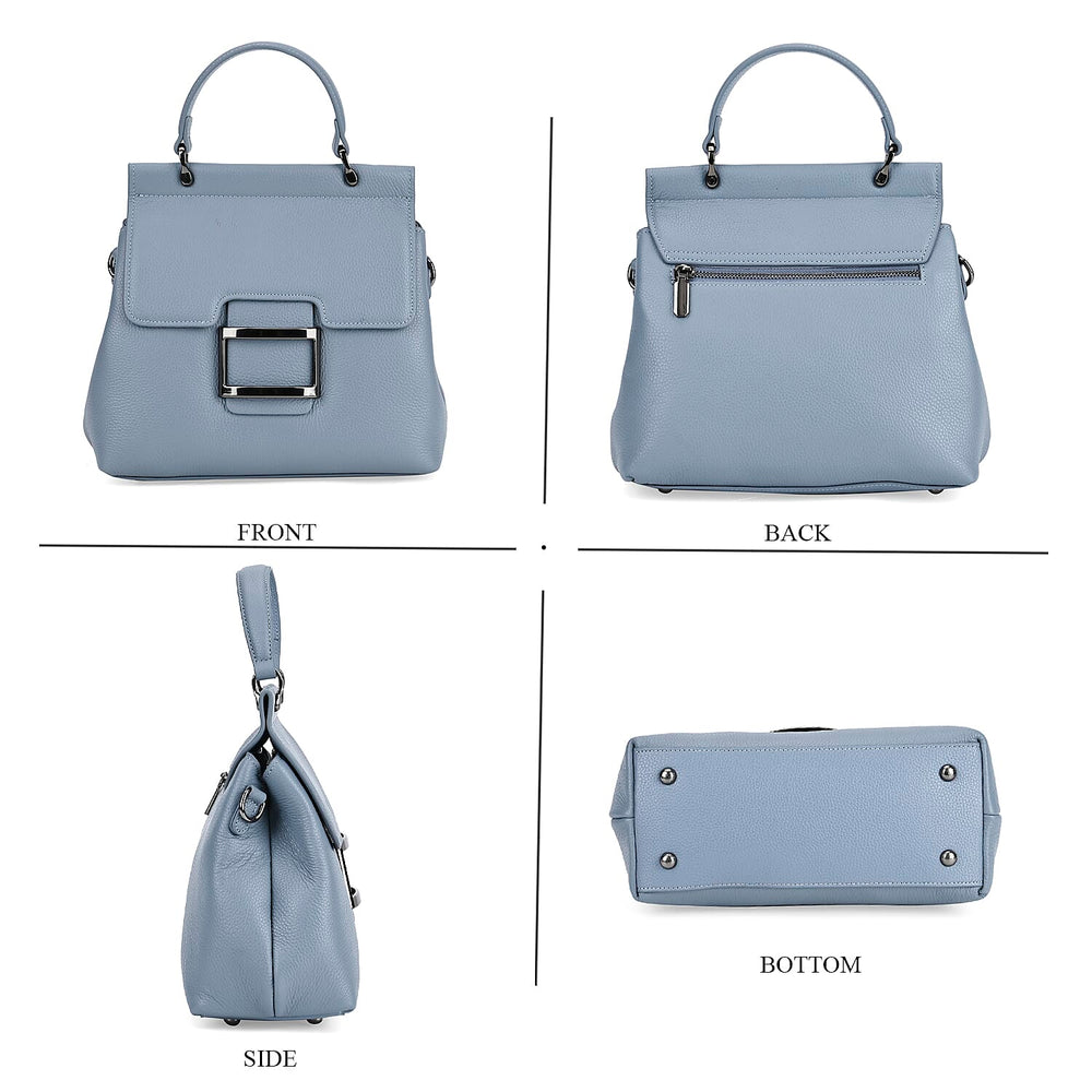 Genuine Leather Crossbody Bag (Size 25x11x22 cm) - Blue