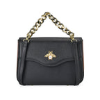 100% Genuine Leather Patterned Crossbody Bag - Black