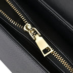 100% Genuine Leather Patterned Crossbody Bag - Black