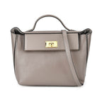 Genuine Leather Patterned Crossbody Bag - Grey