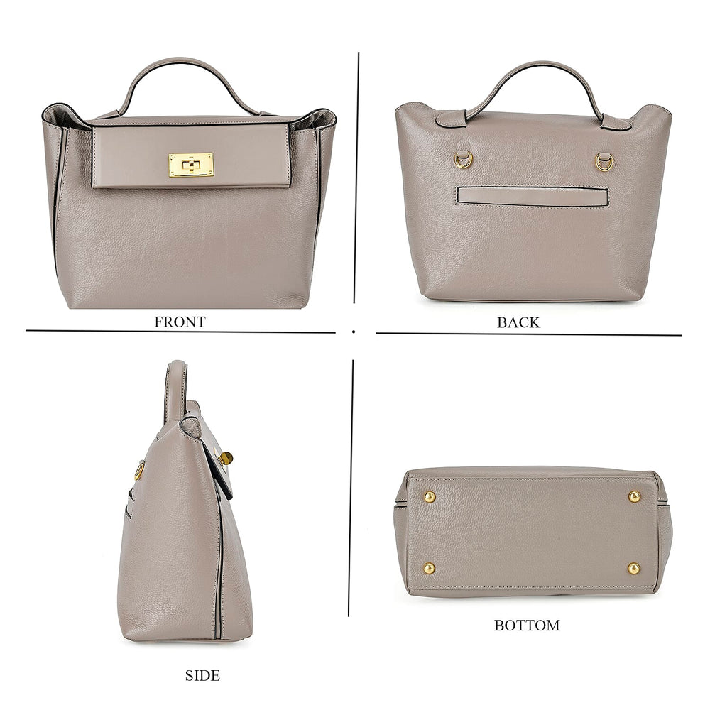Genuine Leather Patterned Crossbody Bag - Grey
