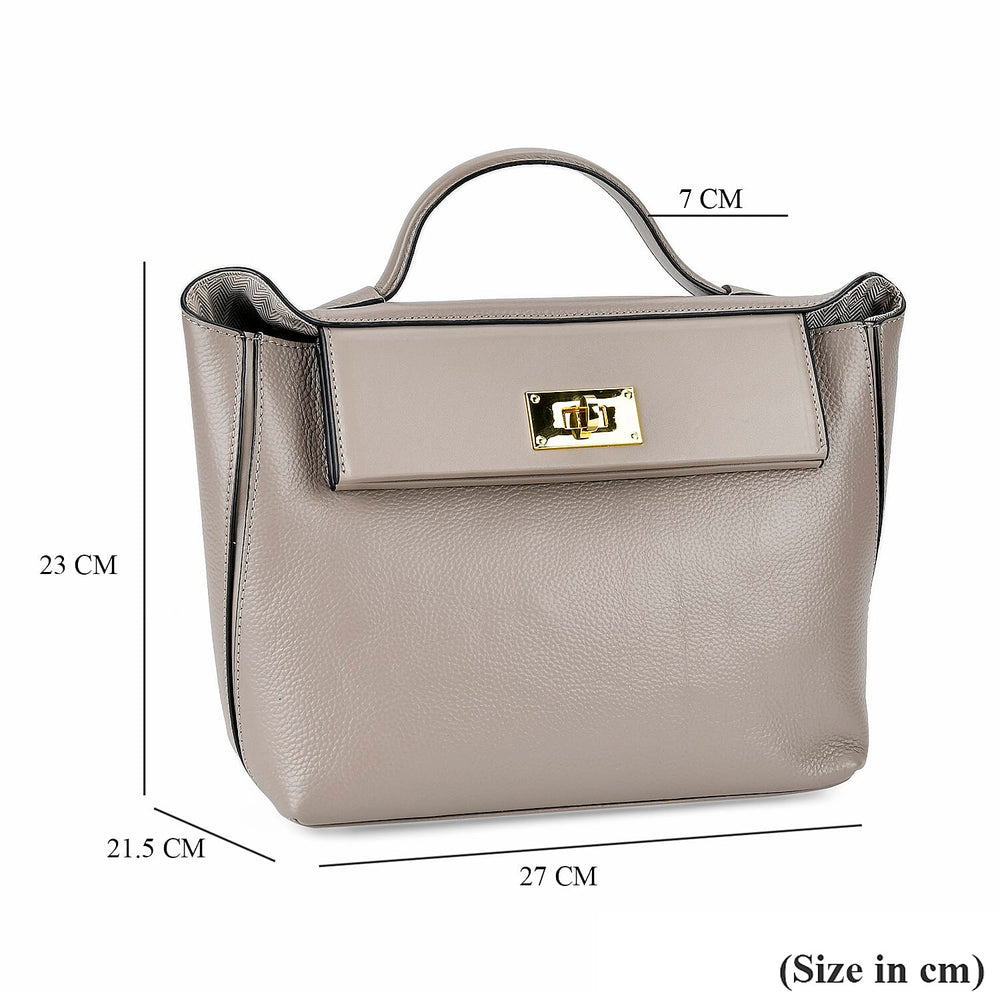 Genuine Leather Patterned Crossbody Bag - Grey